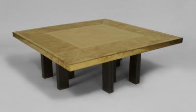 Lova Creations Belgian Post War Design 1970s Square Brass Coffee Table