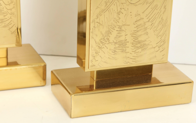 Lova Creations Pair of etched brass table lamps by Lova creation