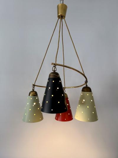 Lovely Four Armed Mid Century Modern Chandelier or Pendant Light Germany 1950s