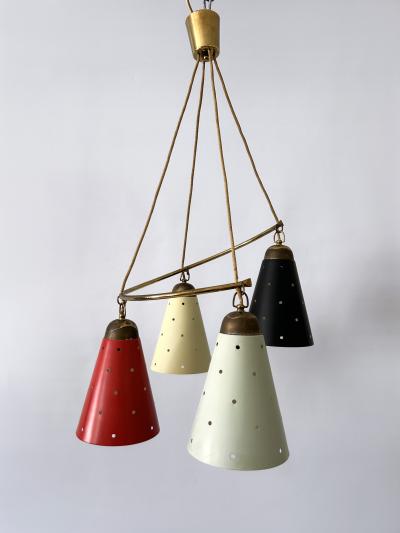 Lovely Four Armed Mid Century Modern Chandelier or Pendant Light Germany 1950s