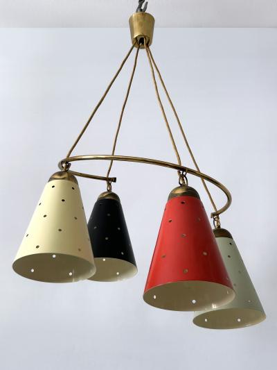Lovely Four Armed Mid Century Modern Chandelier or Pendant Light Germany 1950s