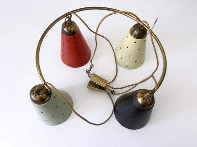 Lovely Four Armed Mid Century Modern Chandelier or Pendant Light Germany 1950s