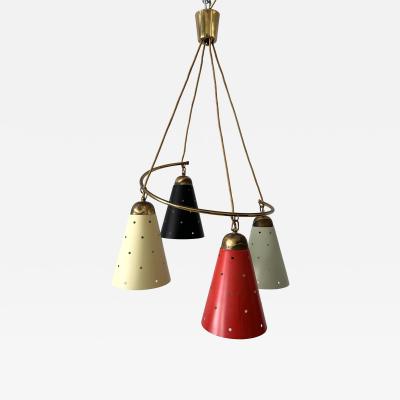 Lovely Four Armed Mid Century Modern Chandelier or Pendant Light Germany 1950s