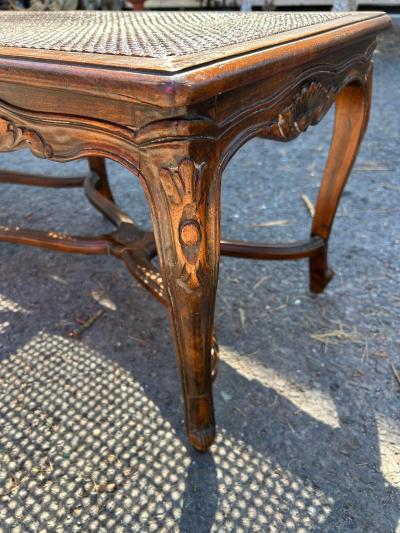 Lovely French Louis XV style Walnut Cane Bench Mid 20th Century