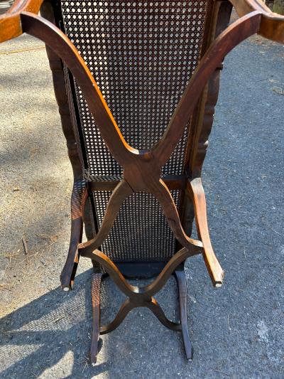 Lovely French Louis XV style Walnut Cane Bench Mid 20th Century