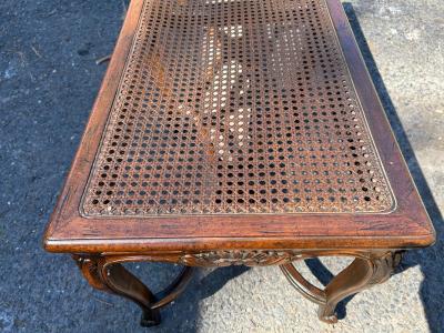Lovely French Louis XV style Walnut Cane Bench Mid 20th Century