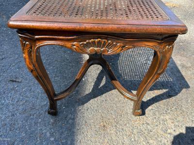 Lovely French Louis XV style Walnut Cane Bench Mid 20th Century