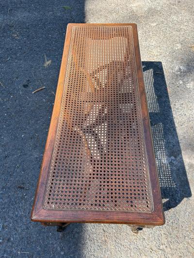 Lovely French Louis XV style Walnut Cane Bench Mid 20th Century