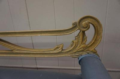 Lovely Hollywood Regency Scrolled Arm Carved Wood Bench