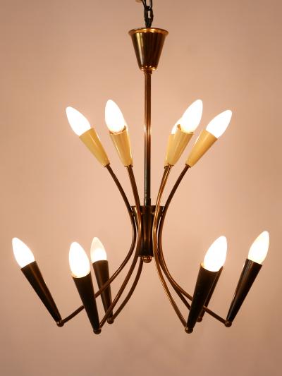 Lovely Mid Century Modern 12 Flamed Sputnik Chandelier Germany 1950s