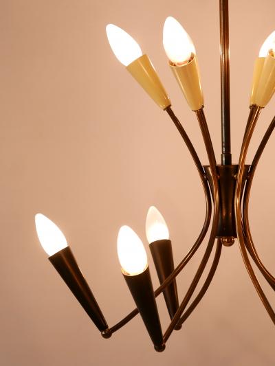 Lovely Mid Century Modern 12 Flamed Sputnik Chandelier Germany 1950s