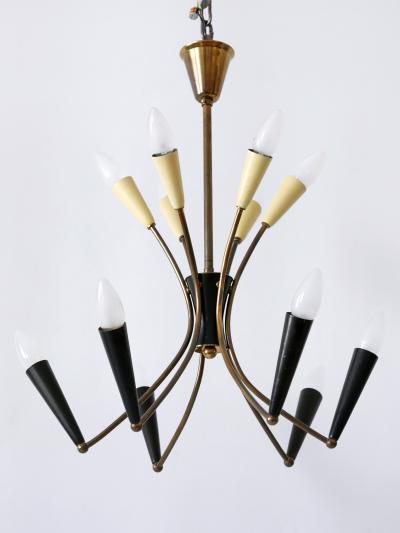 Lovely Mid Century Modern 12 Flamed Sputnik Chandelier Germany 1950s