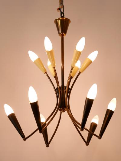 Lovely Mid Century Modern 12 Flamed Sputnik Chandelier Germany 1950s