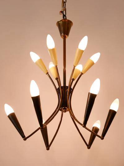 Lovely Mid Century Modern 12 Flamed Sputnik Chandelier Germany 1950s