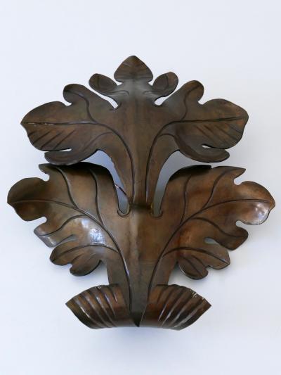Lovely Mid Century Modern Brass Oak Leaf Sconce or Wall Lamp Germany 1960s