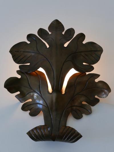 Lovely Mid Century Modern Brass Oak Leaf Sconce or Wall Lamp Germany 1960s