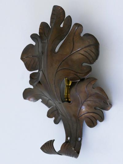 Lovely Mid Century Modern Brass Oak Leaf Sconce or Wall Lamp Germany 1960s