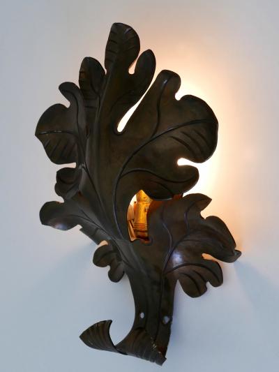 Lovely Mid Century Modern Brass Oak Leaf Sconce or Wall Lamp Germany 1960s