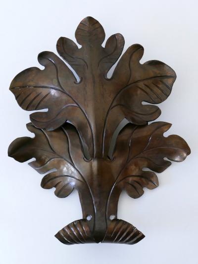 Lovely Mid Century Modern Brass Oak Leaf Sconce or Wall Lamp Germany 1960s