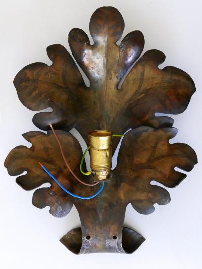Lovely Mid Century Modern Brass Oak Leaf Sconce or Wall Lamp Germany 1960s