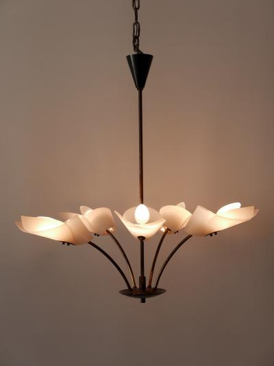 Lovely Mid Century Modern Fived Armed Chandelier or Pendant Lamp Germany 1950s