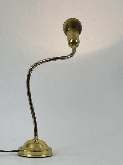 Lovely Mid Century Modern Gooseneck Brass Table Lamp Germany 1970s