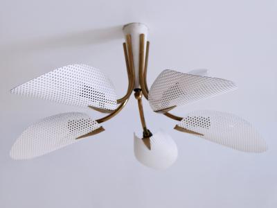 Lovely Mid Century Modern Perforated Metal Brass Ceiling Lamps Germany 1950s