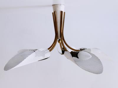 Lovely Mid Century Modern Perforated Metal Brass Ceiling Lamps Germany 1950s