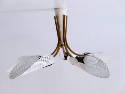 Lovely Mid Century Modern Perforated Metal Brass Ceiling Lamps Germany 1950s
