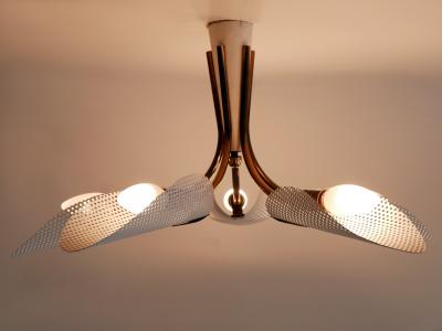 Lovely Mid Century Modern Perforated Metal Brass Ceiling Lamps Germany 1950s