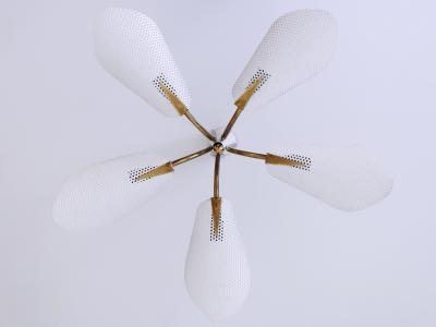 Lovely Mid Century Modern Perforated Metal Brass Ceiling Lamps Germany 1950s