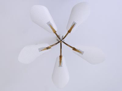 Lovely Mid Century Modern Perforated Metal Brass Ceiling Lamps Germany 1950s