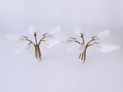 Lovely Mid Century Modern Perforated Metal Brass Ceiling Lamps Germany 1950s