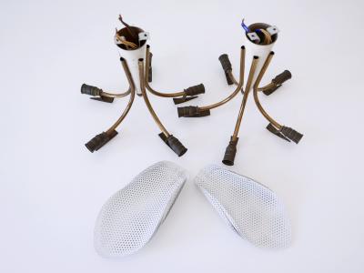 Lovely Mid Century Modern Perforated Metal Brass Ceiling Lamps Germany 1950s