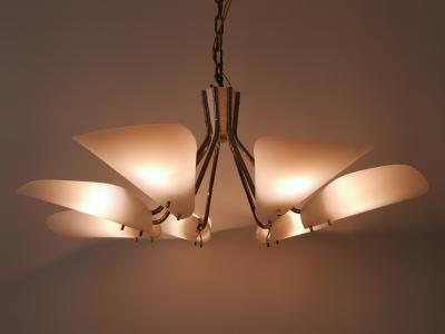 Lovely Mid Century Modern Seven Armed Chandelier or Pendant Lamp Germany 1950s