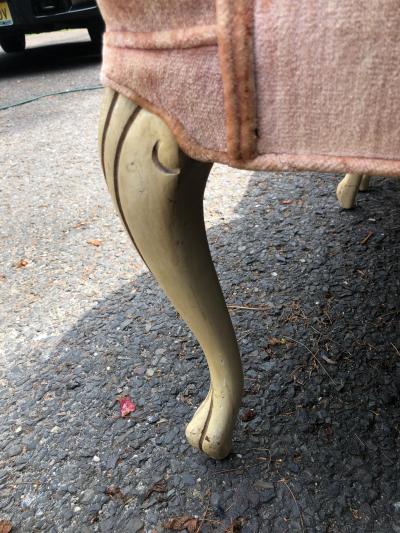 Lovely Pair Tufted French Provincial Style Upholstered Arm Chairs Hollywood