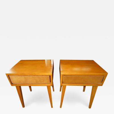 Lovely Pair of Conant Ball Maple Nightstand Tables Mid Century Modern