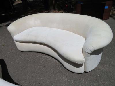 Lovely Pair of Kidney Shaped Curved Sofa Mid Century Modern