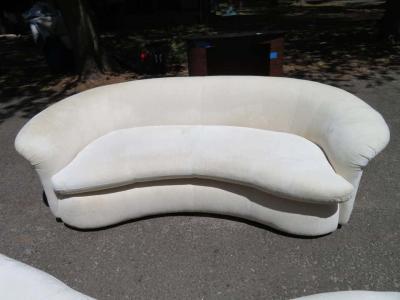 Lovely Pair of Kidney Shaped Curved Sofa Mid Century Modern