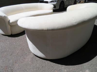 Lovely Pair of Kidney Shaped Curved Sofa Mid Century Modern