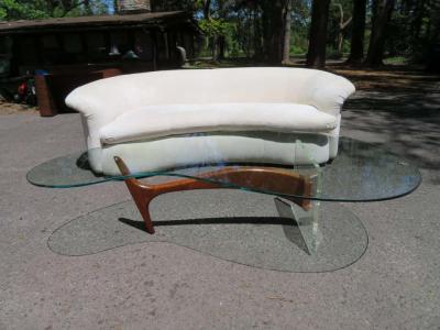 Lovely Pair of Kidney Shaped Curved Sofa Mid Century Modern