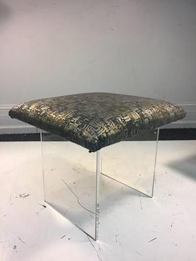 Lovely Pair of Lucite Benches with Custom Upholstery