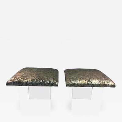 Lovely Pair of Lucite Benches with Custom Upholstery