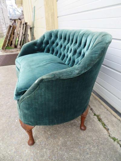 Lovely Petite Hollywood Regency Tufted Loveseat Sofa