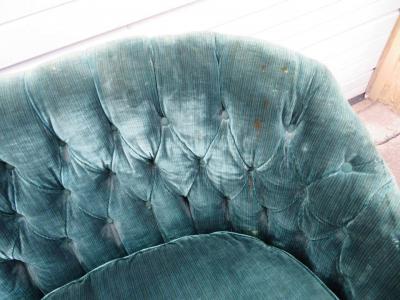 Lovely Petite Hollywood Regency Tufted Loveseat Sofa