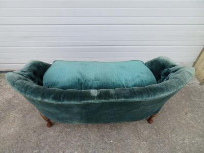 Lovely Petite Hollywood Regency Tufted Loveseat Sofa