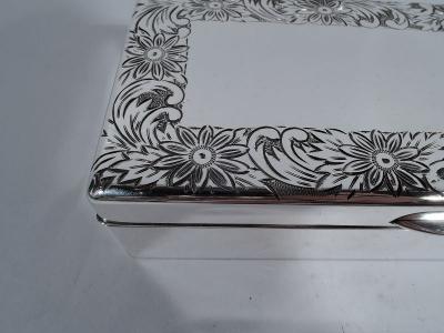 Lovely Sterling Silver Keepsake Box with Engraved Flowers