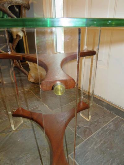 Lovely Walnut Lucite Side End Table Mid Century Modern