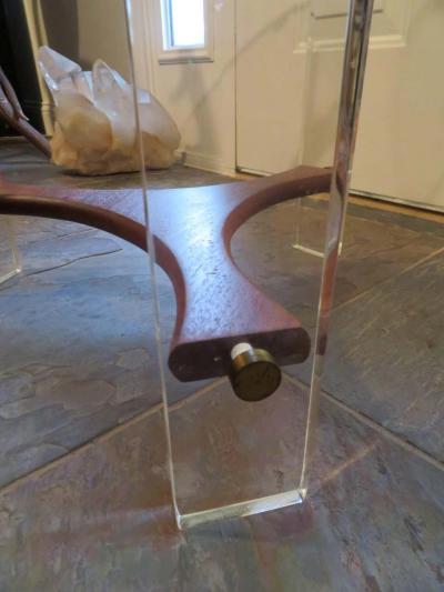 Lovely Walnut Lucite Side End Table Mid Century Modern