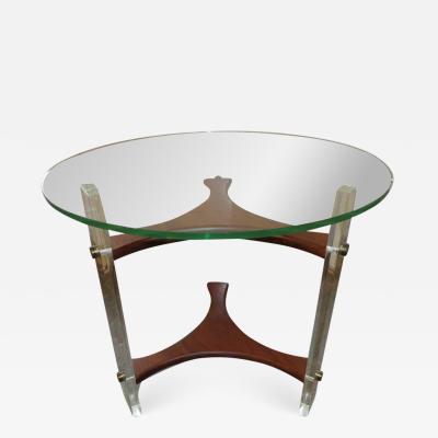Lovely Walnut Lucite Side End Table Mid Century Modern